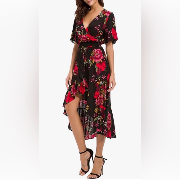 Dresses & Skirts - Kormei Womens Short sleeve floral high low dress/size M